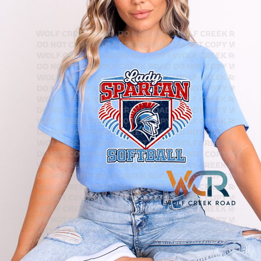 Lady Spartan Softball Crest Game Day Short Sleeve Tee