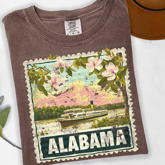 Alabama Vintage Style Postage Stamp Comfort Colors Tshirt