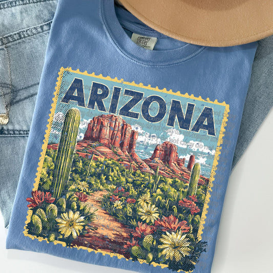Arizona Vintage Style Postage Stamp Comfort Colors Tshirt