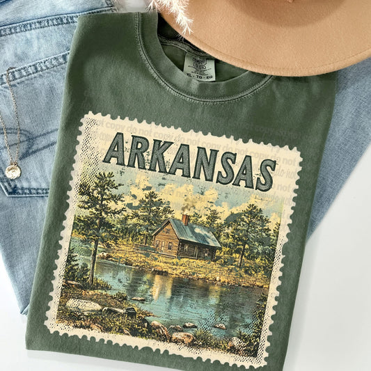 Arkansas Vintage Style Postage Stamp Comfort Colors Tshirt