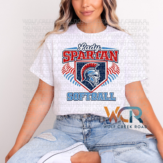 Lady Spartan Softball Crest Game Day Short Sleeve Tee
