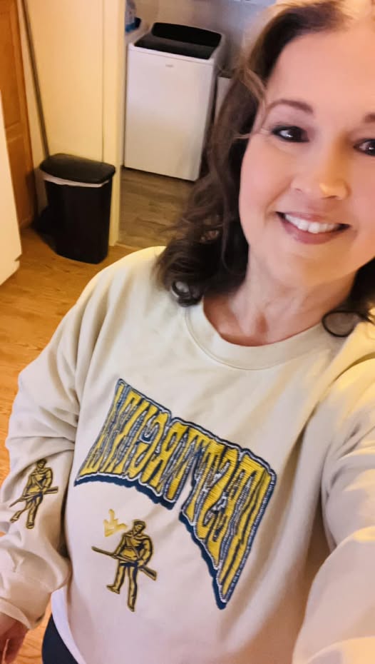 Faux West Virginia Embroidery Patch Crewneck Sweatshirt