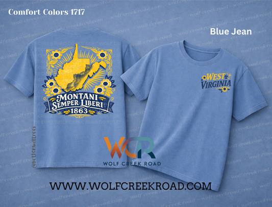 Montani Semper Liberi (Mountaineers Are Always Free) West Virginia Folk Art Comfort Colors T-shirt