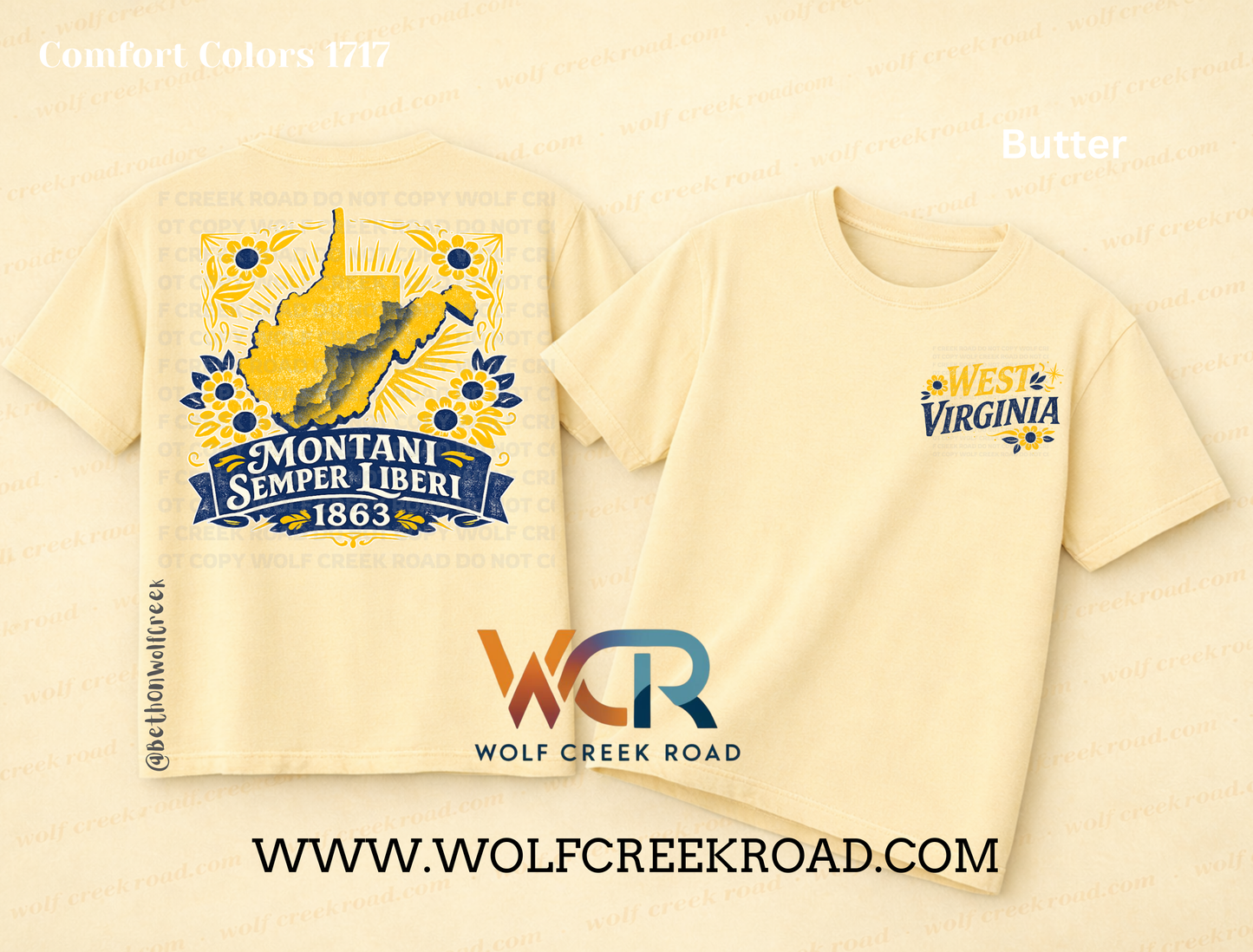 Montani Semper Liberi (Mountaineers Are Always Free) West Virginia Folk Art Comfort Colors T-shirt