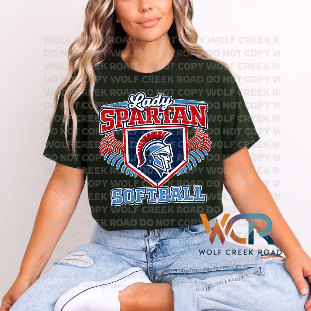 Lady Spartan Softball Crest Game Day Short Sleeve Tee