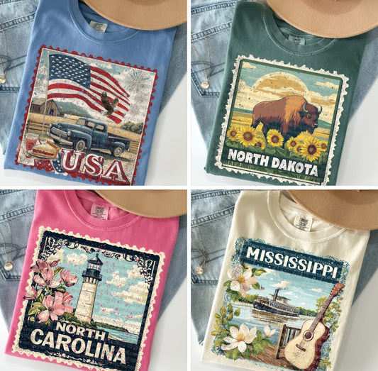 Alabama Vintage Style Postage Stamp Comfort Colors Tshirt