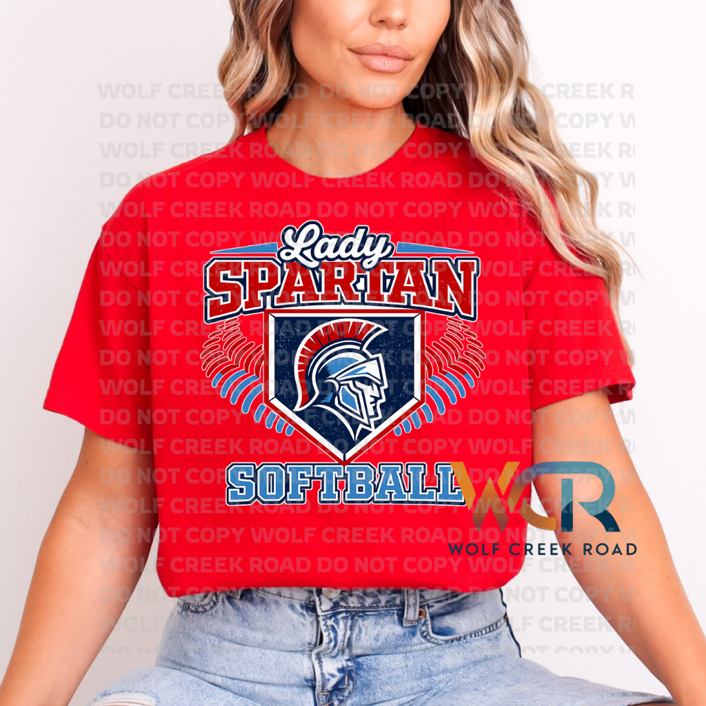 Lady Spartan Softball Crest Game Day Short Sleeve Tee