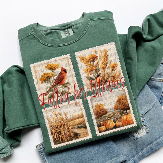 Fallin' For ILLINOIS Vintage State Stamp Comfort Colors Shirt