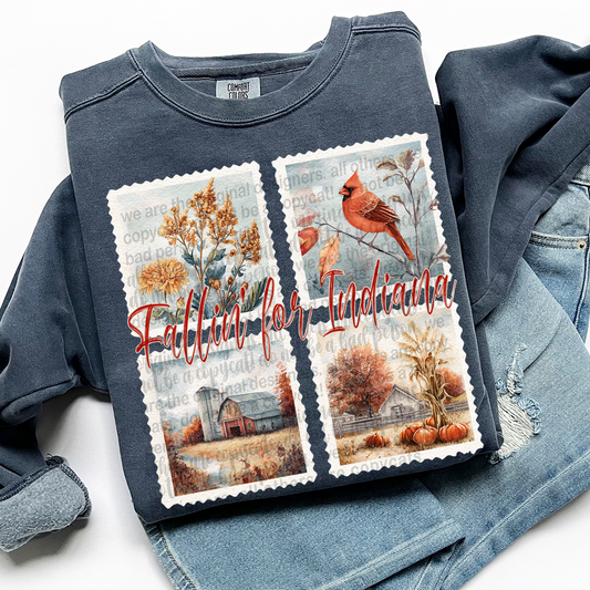Fallin' For INDIANA Vintage State Stamp Comfort Colors Shirt