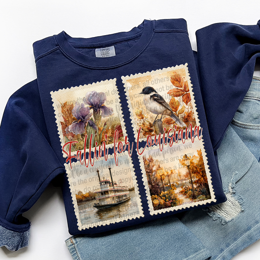 Fallin' For LOUISIANNA Vintage State Stamp Comfort Colors Shirt