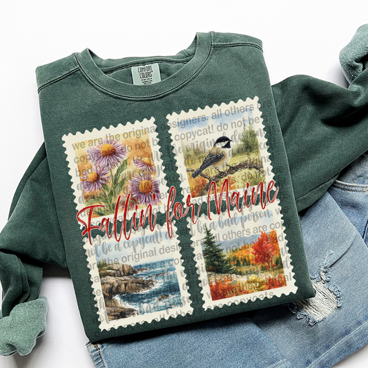 Fallin' For MAINE Vintage State Stamp Comfort Colors Shirt (Copy)