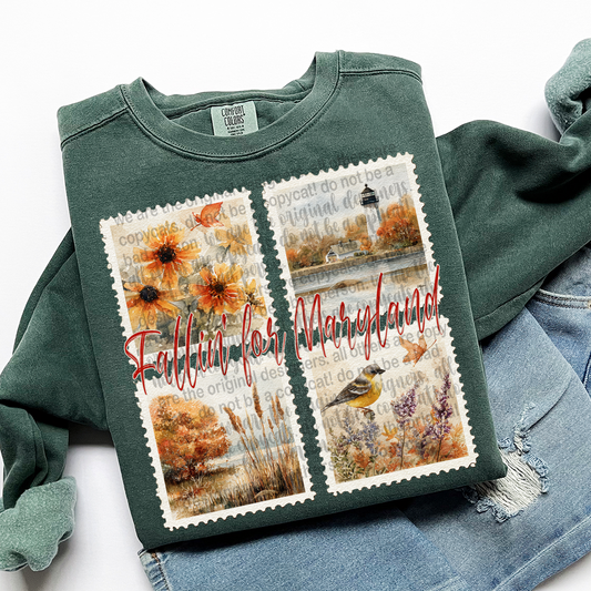 Fallin' For MARYLAND Vintage State Stamp Comfort Colors Shirt