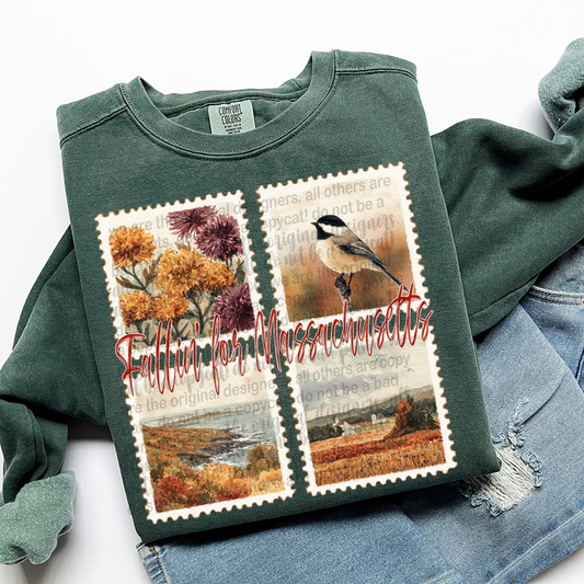 Fallin' For MASSACHUSETTS Vintage State Stamp Comfort Colors Shirt