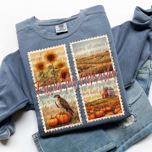 Fallin' For NEBRASKA Vintage State Stamp Comfort Colors Shirt