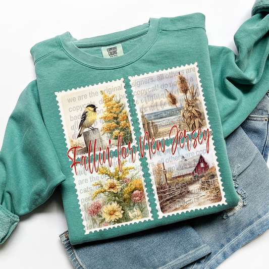 Fallin' For NEW JERSEY Vintage State Stamp Comfort Colors Shirt