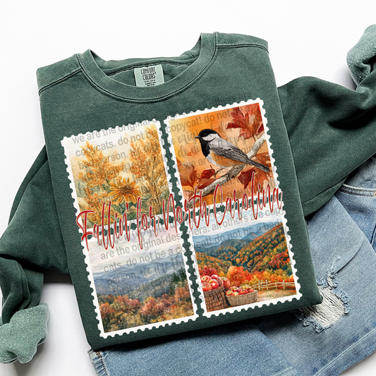 Fallin' For NORTH CAROLINA Vintage State Stamp Comfort Colors Shirt