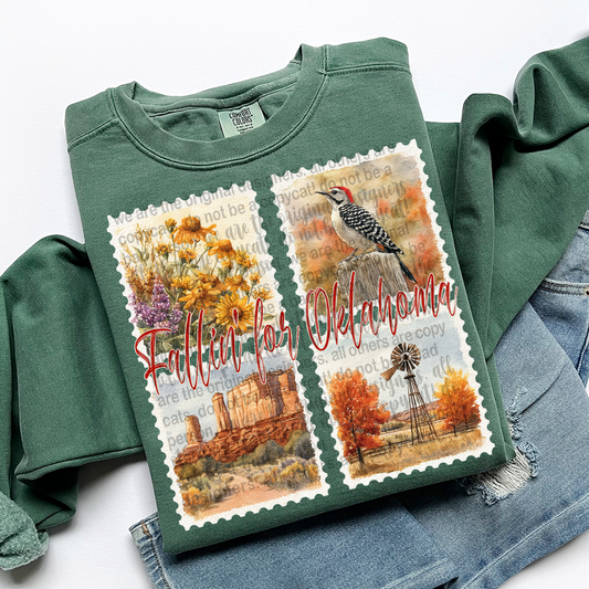 Fallin' For OKLAHOMA Vintage State Stamp Comfort Colors Shirt