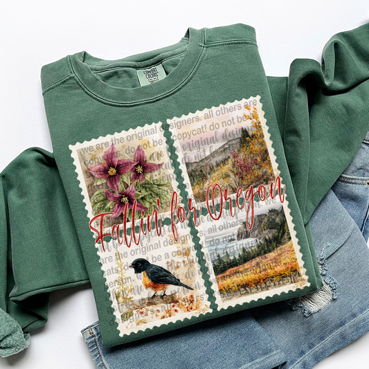 Fallin' For OREGON Vintage State Stamp Comfort Colors Shirt