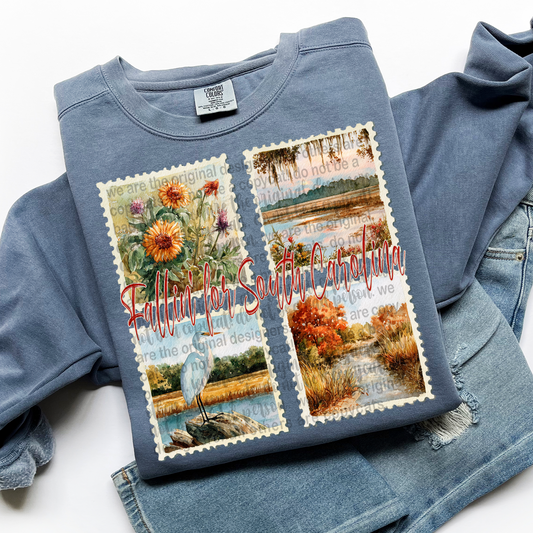 Fallin' For SOUTH CAROLINA Vintage State Stamp Comfort Colors Shirt