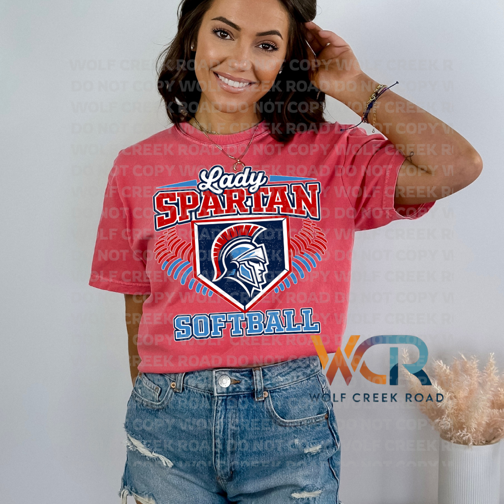 Lady Spartan Softball Crest Game Day Short Sleeve Tee