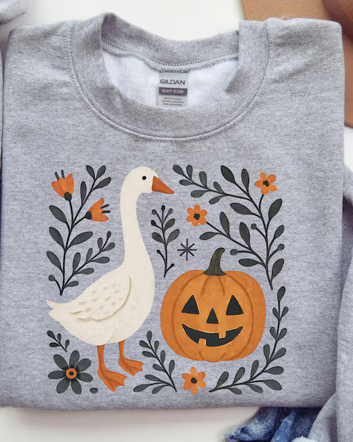 Floral Fall Goose Graphic Shirt