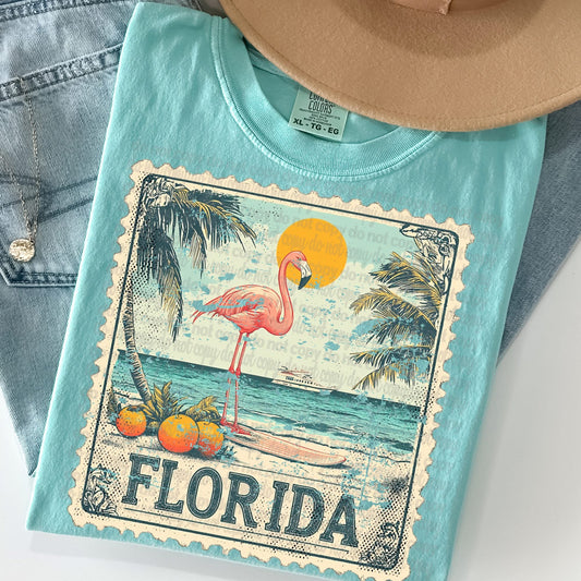 Florida Vintage Style Postage Stamp Comfort Colors Tshirt