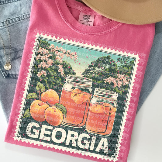 Georgia Vintage Style Postage Stamp Comfort Colors Tshirt