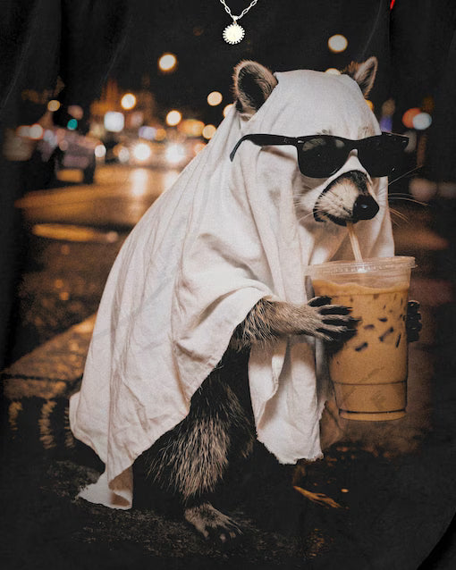 Spooky Ghost Racoon Graphic Shirt