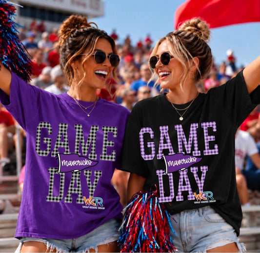 James Monroe Mavericks Gingham Game Day Gingham Short Sleeve