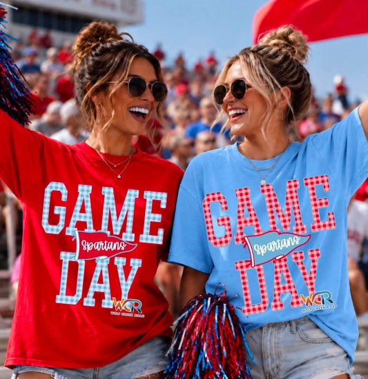 Giles Spartans Gingham Game Day Gingham Short Sleeve