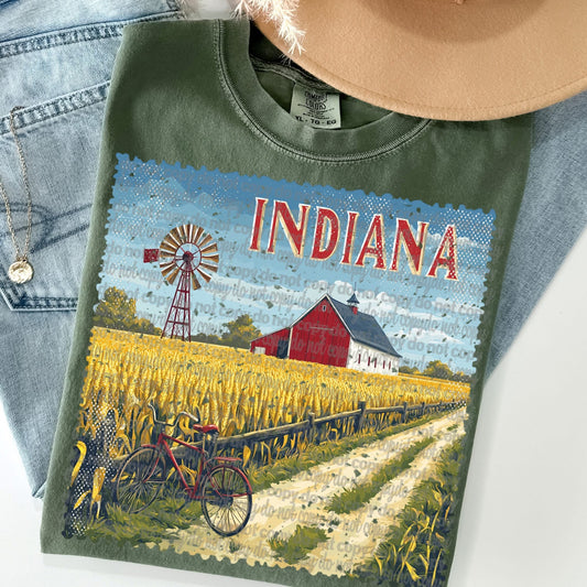 Indiana Vintage Style Postage Stamp Comfort Colors Tshirt