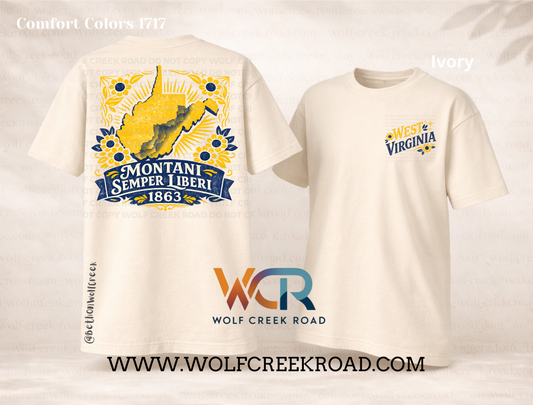 Montani Semper Liberi (Mountaineers Are Always Free) West Virginia Folk Art Comfort Colors T-shirt