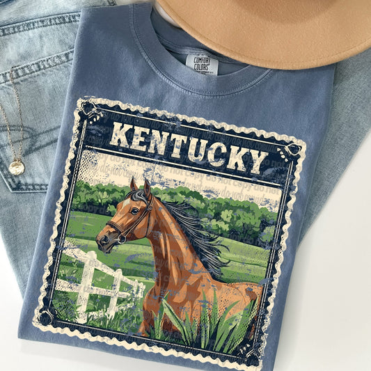 Kentucky Vintage Style Postage Stamp Comfort Colors Tshirt