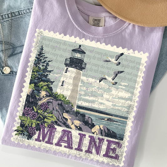 Maine Vintage Style Postage Stamp Comfort Colors Tshirt