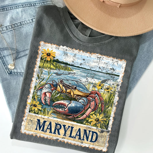 Maryland Vintage Style Postage Stamp Comfort Colors Tshirt