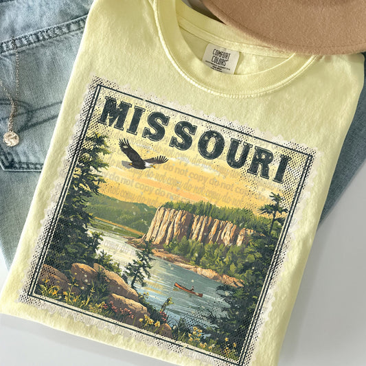 Missouri Vintage Style Postage Stamp Comfort Colors Tshirt