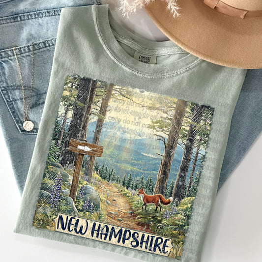 New Hampshire Vintage Style Postage Stamp Comfort Colors Tshirt