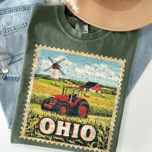 Ohio Vintage Style Postage Stamp Comfort Colors Tshirt