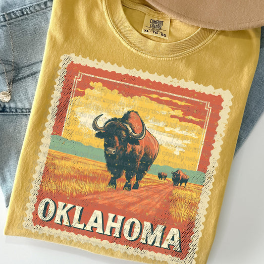 Oklahoma Vintage Style Postage Stamp Comfort Colors Tshirt