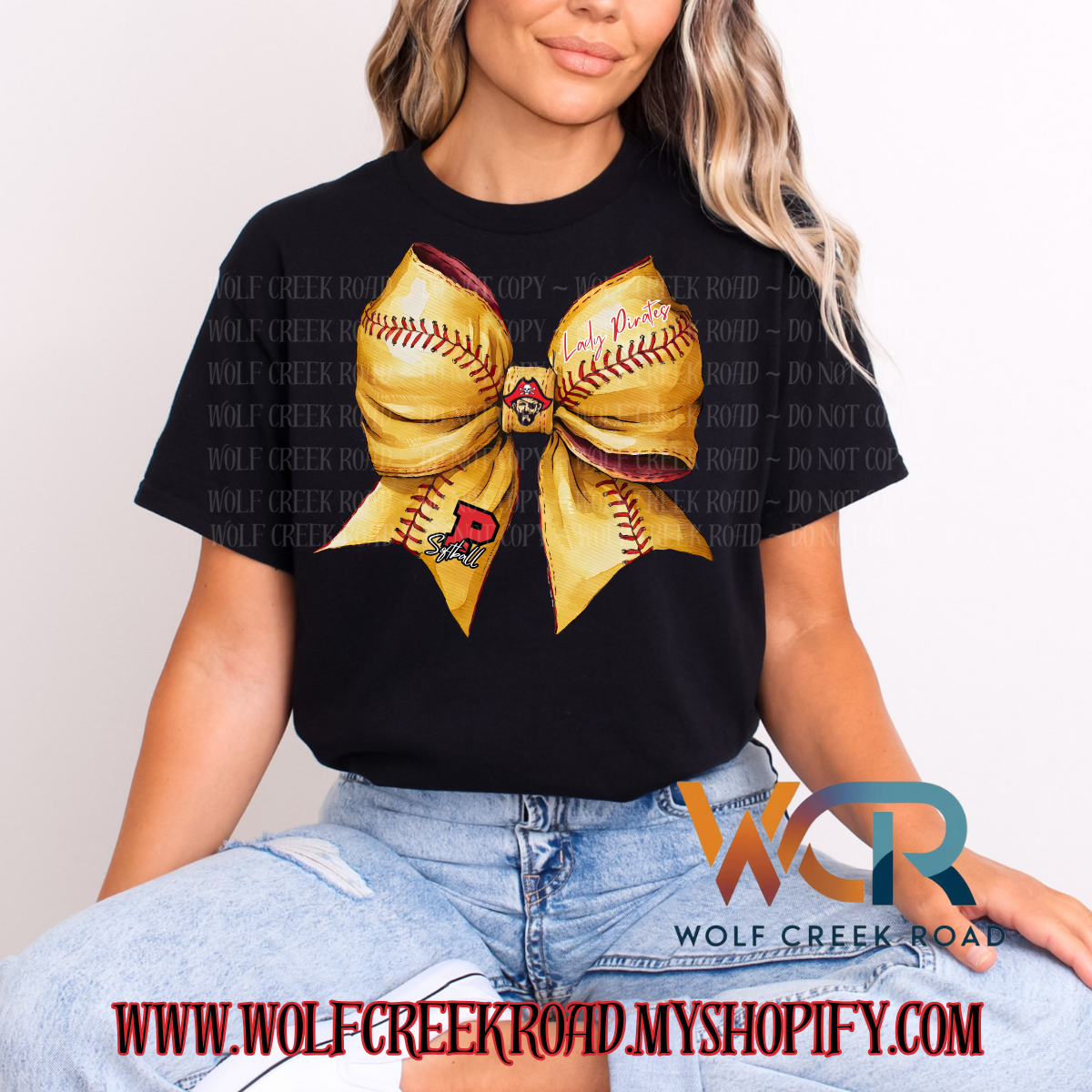 Preppy Peterstown Lady Pirates Preppy Bow Short Sleeve T-Shirt