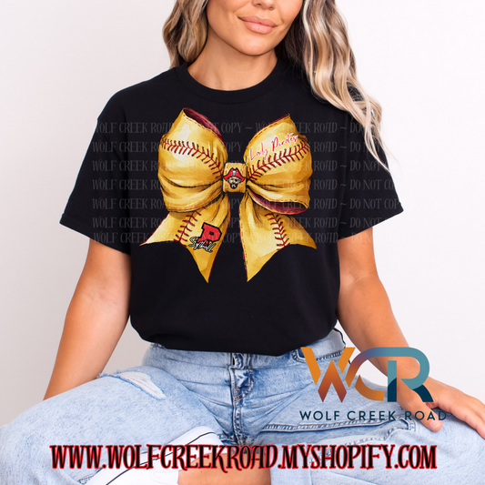 Preppy Peterstown Lady Pirates Preppy Bow Short Sleeve T-Shirt