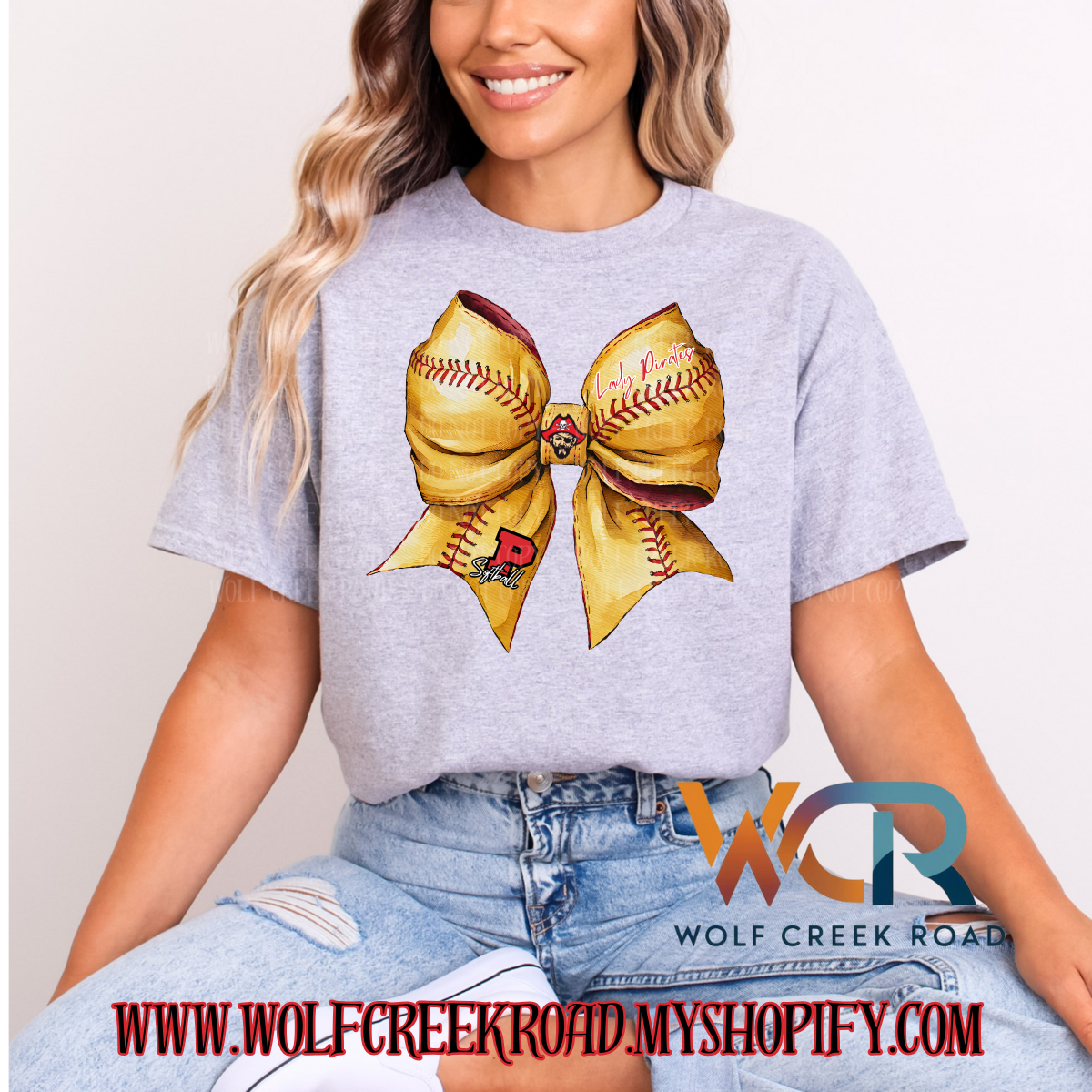 Preppy Peterstown Lady Pirates Preppy Bow Short Sleeve T-Shirt