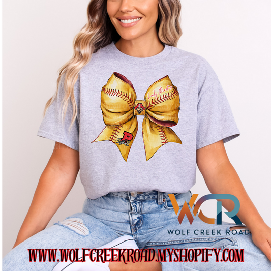 Preppy Peterstown Lady Pirates Preppy Bow Short Sleeve T-Shirt