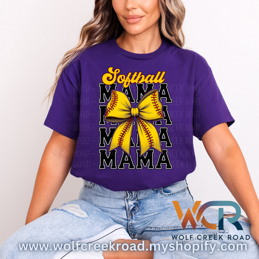 Preppy Bow Softball Mama