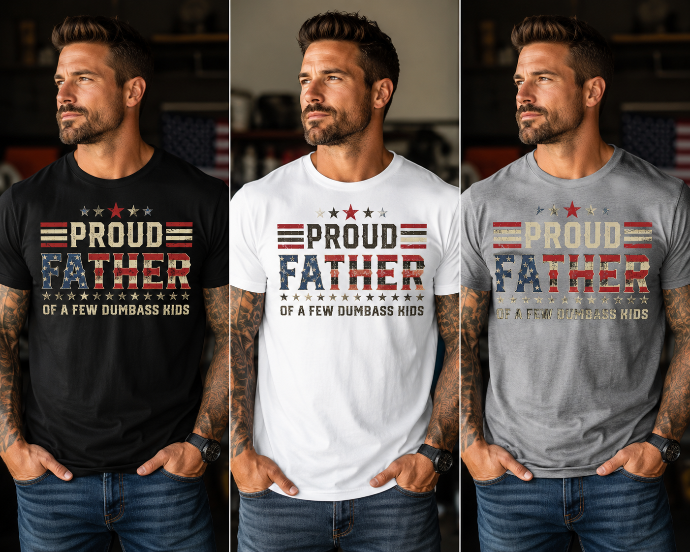 Proud Father Of A Few Dumbass Kids Short Sleeve T-shirt