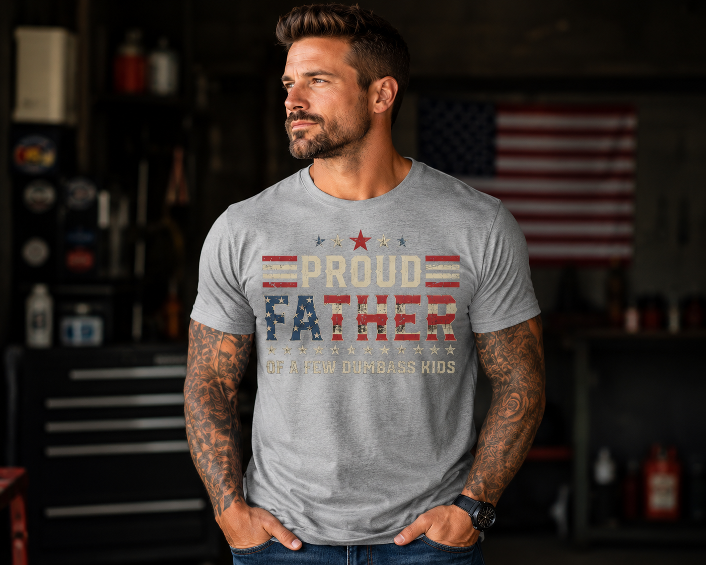 Proud Father Of A Few Dumbass Kids Short Sleeve T-shirt