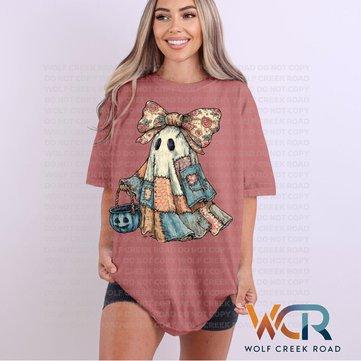 Retro Patchwork Ghost COMFORT COLORS OR SOFTSTYLE Shirt