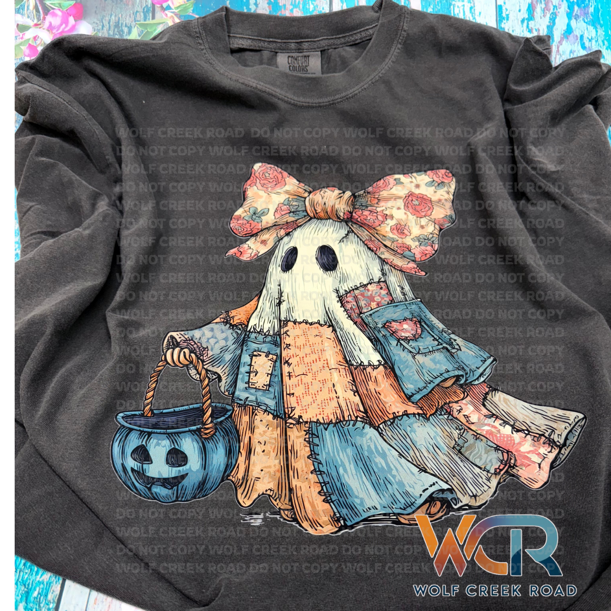 Retro Patchwork Ghost COMFORT COLORS OR SOFTSTYLE Shirt