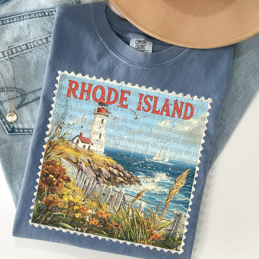 Rhode Island Dakota Vintage Style Postage Stamp Comfort Colors Tshirt