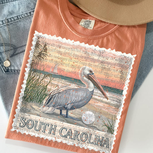 South Carolina Vintage Style Postage Stamp Comfort Colors Tshirt (Copy)